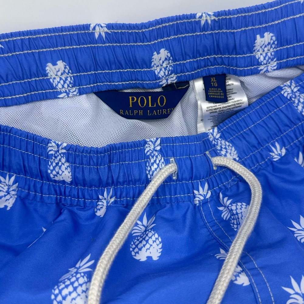 Ralph Lauren Swim Trunks board shorts Pineapple Print Blue XL - Picture 3 of 5